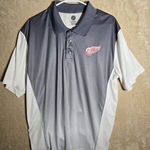 NHL Detroit Red Wings Polo Shirt XL Gray White Gradient Performance 347